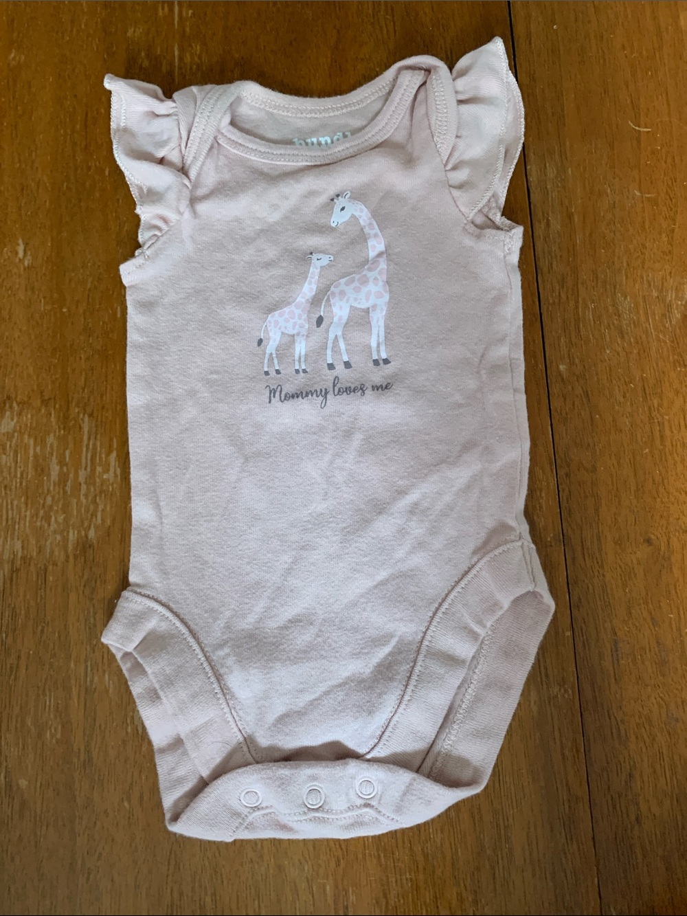 😊FREE😊 Bundles Baby Place Ruffle-Sleeve Pink Giraffe One-Piece Bodysuit